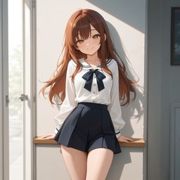 学生女儿亲爱的微笑