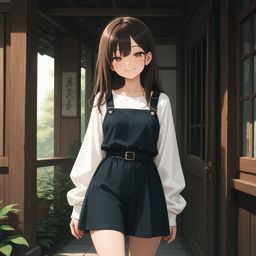 温柔的女童在花园里