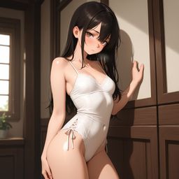 夏季的阳光在她的皮肤上